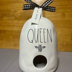 Rae Dunn White Queen Birdhouse with Black Ribbon